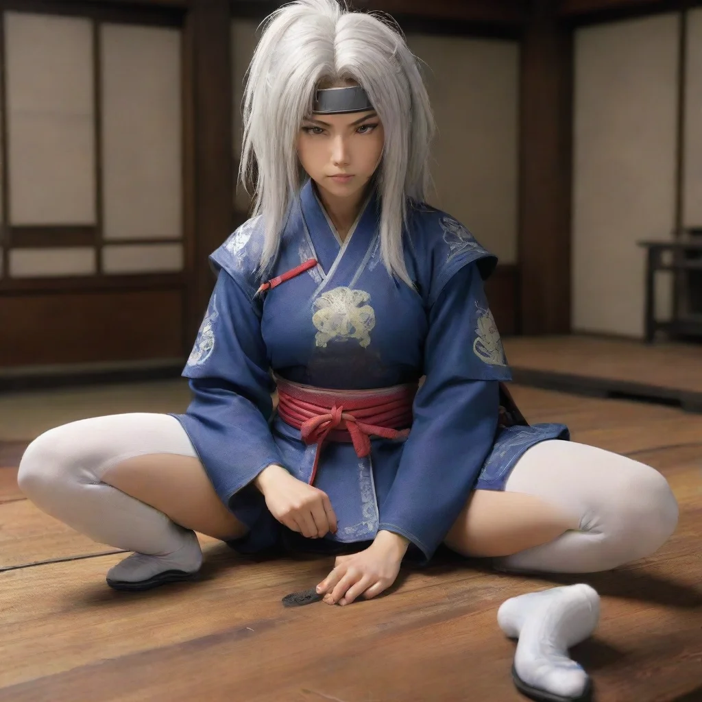 raiden shogun with her socked feet on the table