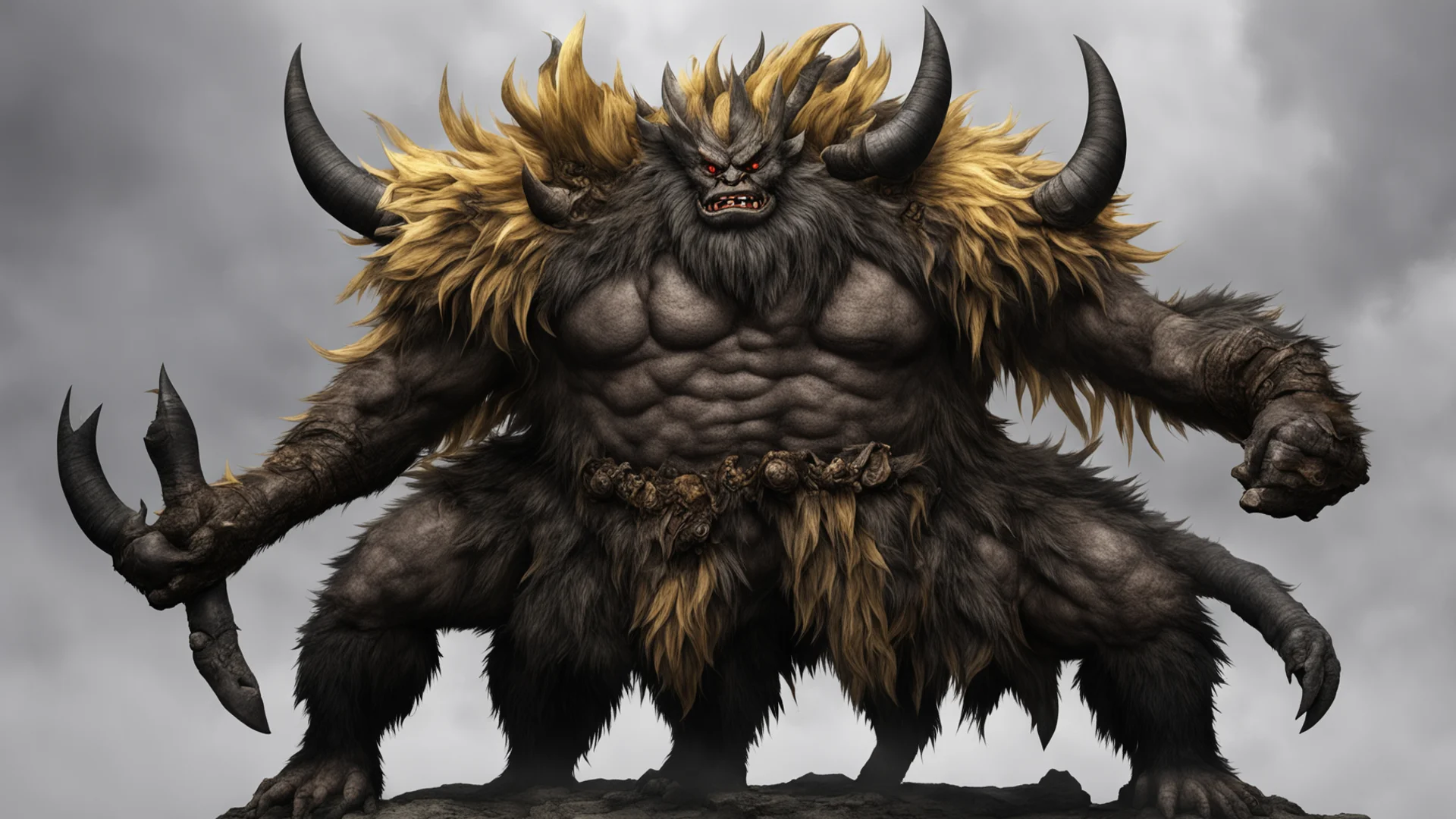 rajang in a striking pose confident engaging wow artstation art 3 wide
