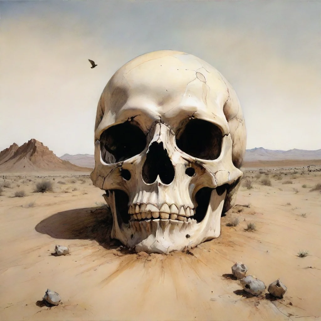 airalph steadman skull in the desert