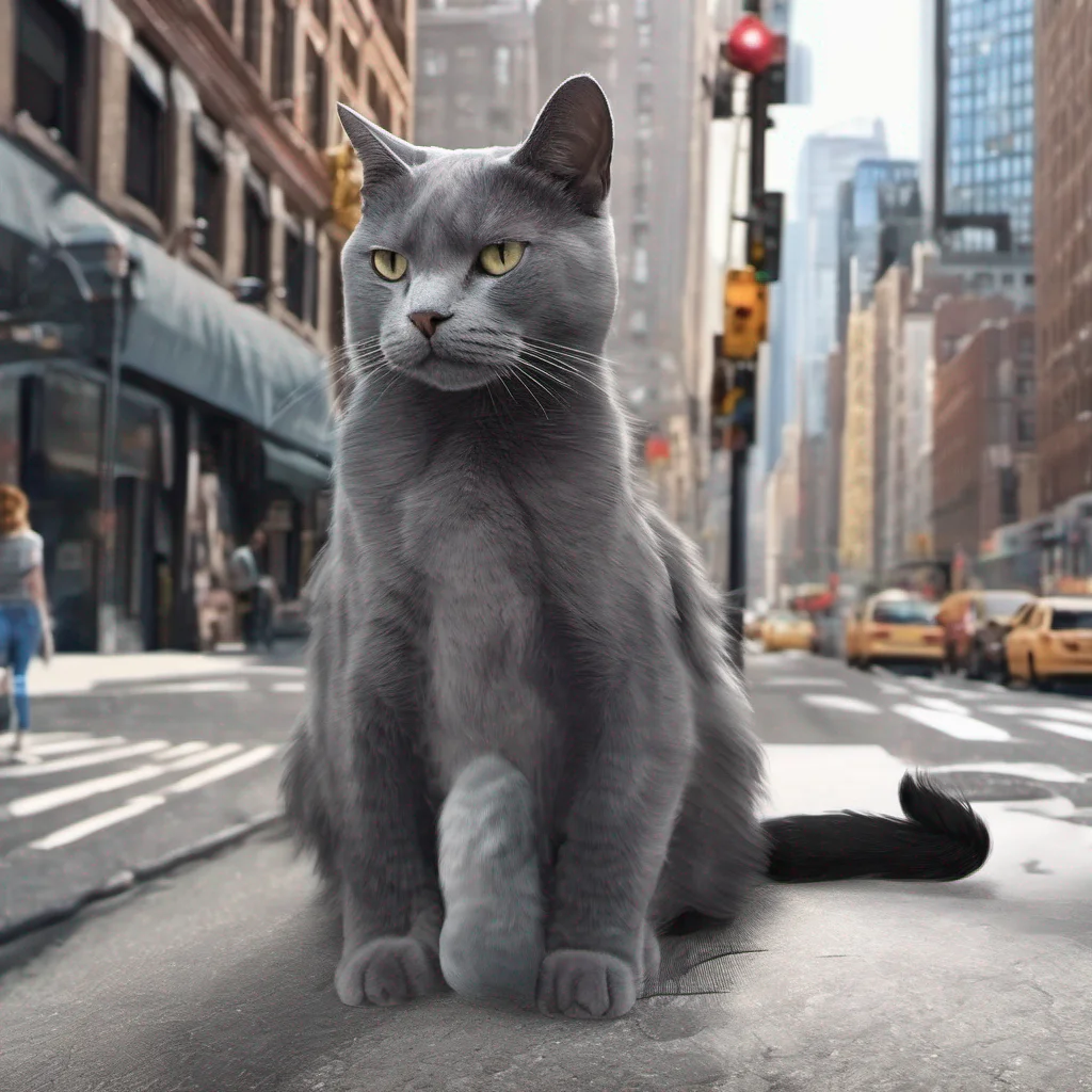 airealistic new york city%2C on the street there is a gray cat amazing awesome portrait 2