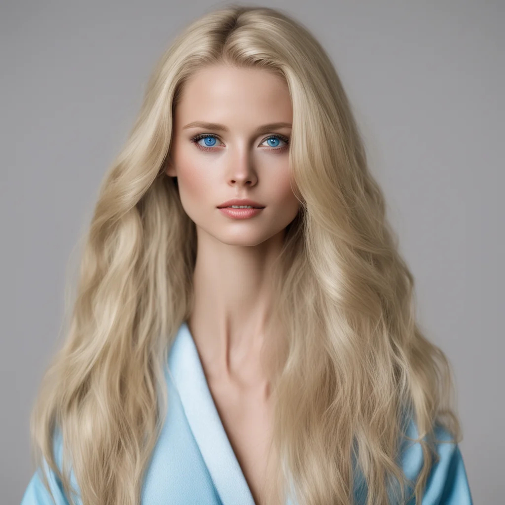 airealistic young blond female with long hair and blue eyes in a mini robe amazing awesome portrait 2