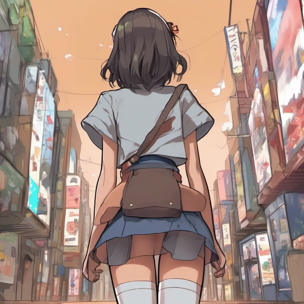 airear view of an adorable nerdy anime woman in an extremely short miniskirt good looking trending fantastic 1