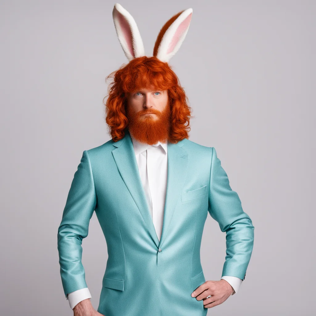 red headed magic man in bunny suit