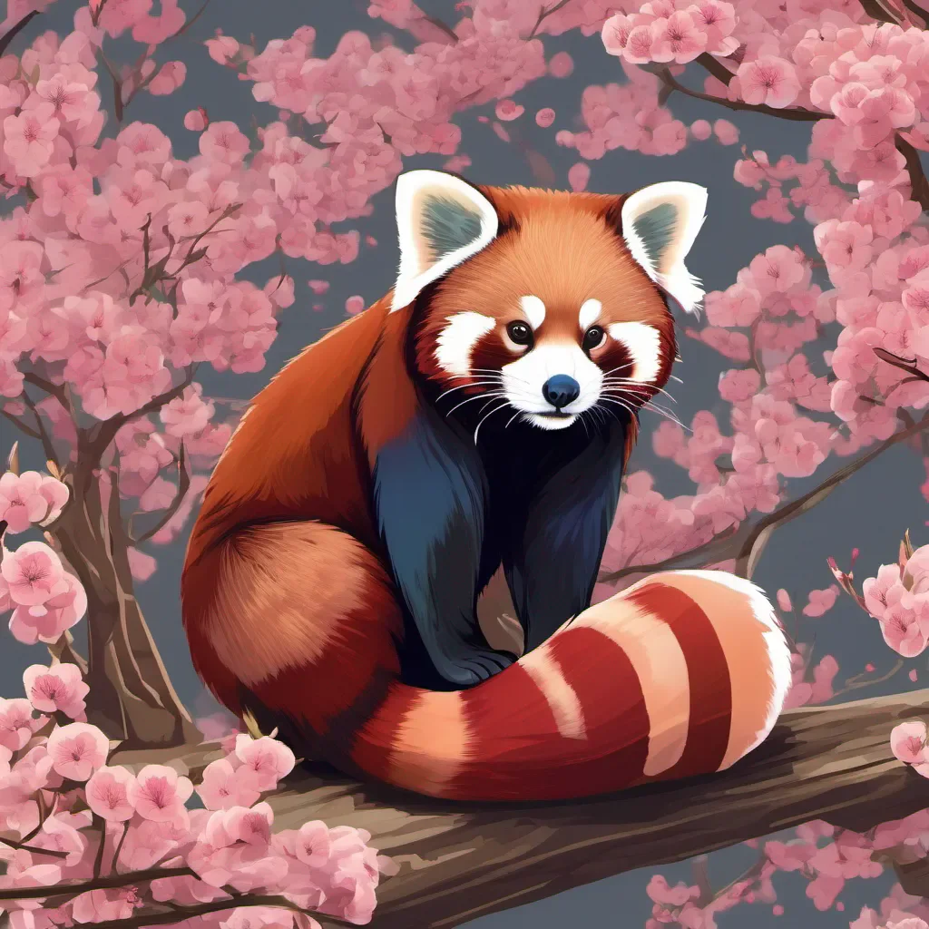 red panda in a landscape of cherry trees confident engaging wow artstation art 3