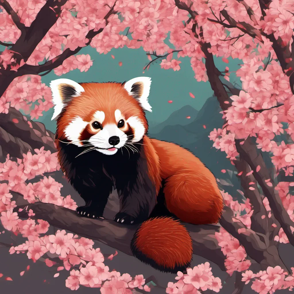 red panda in a landscape of cherry trees good looking trending fantastic 1