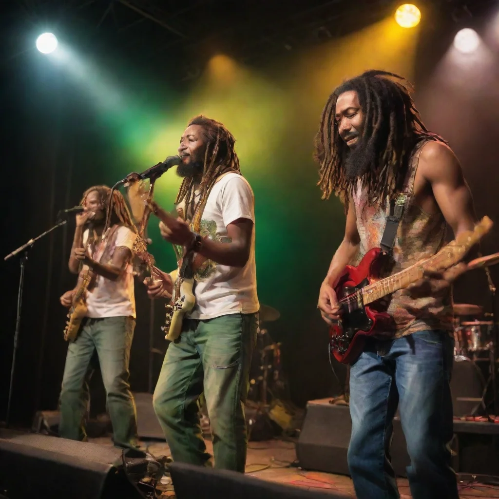 aireggae band playing at the stage show