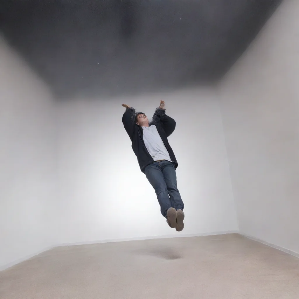 relaxed man falling into void