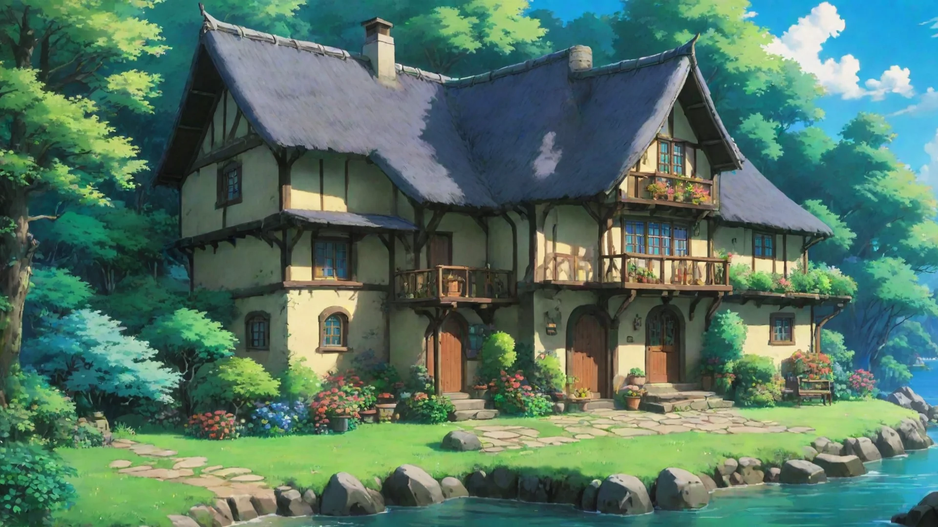 airelaxing environement studio ghibli calming lowfi cottage calm relax wide