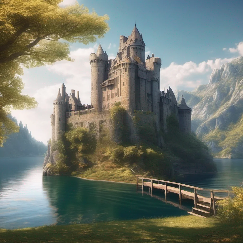 relaxing lake views castle on cliffs fantasy realistic beautiful setting angelic castle stronghold moat amazing awesome portrait 2
