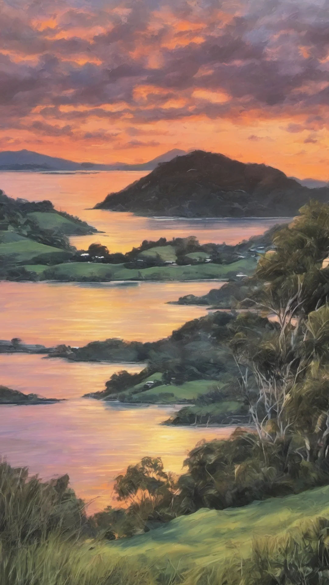 airelaxing landscape bay of islands amazing sunset beautiful trending detailed oil strokes amazing awesome portrait 2 tall