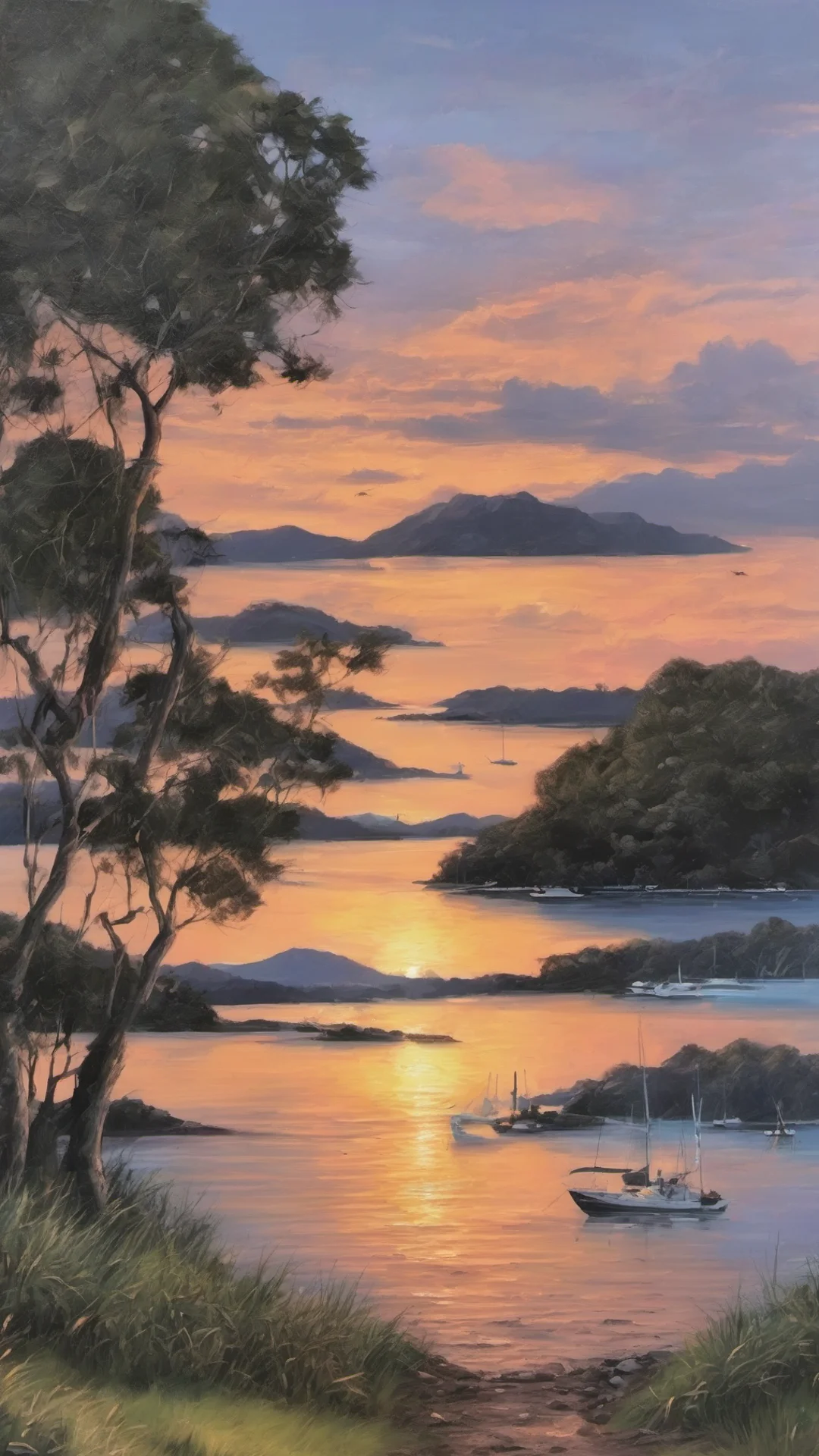 relaxing landscape bay of islands amazing sunset beautiful trending detailed oil strokes good looking trending fantastic 1 tall