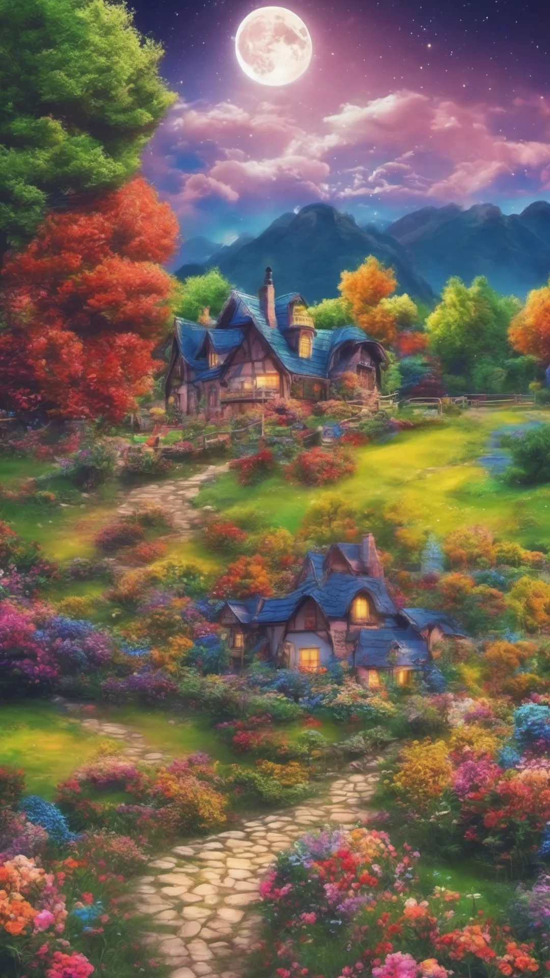 airelaxing landscape colorful trees colorful flowers colorful stary sky moon%2C cottages relaxing clouds beautiful epic good looking trending fantastic 1 tall