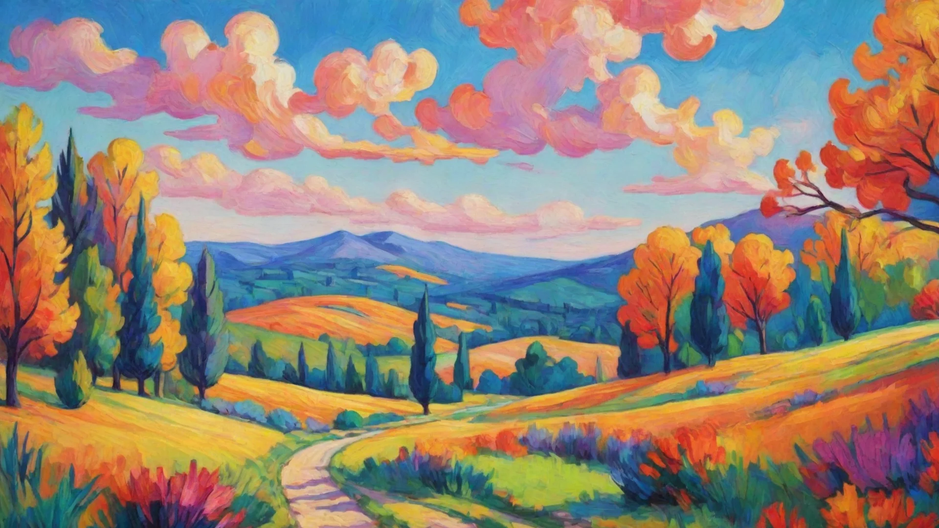 relaxing landscape fauvist colorful wow aesthetic wide