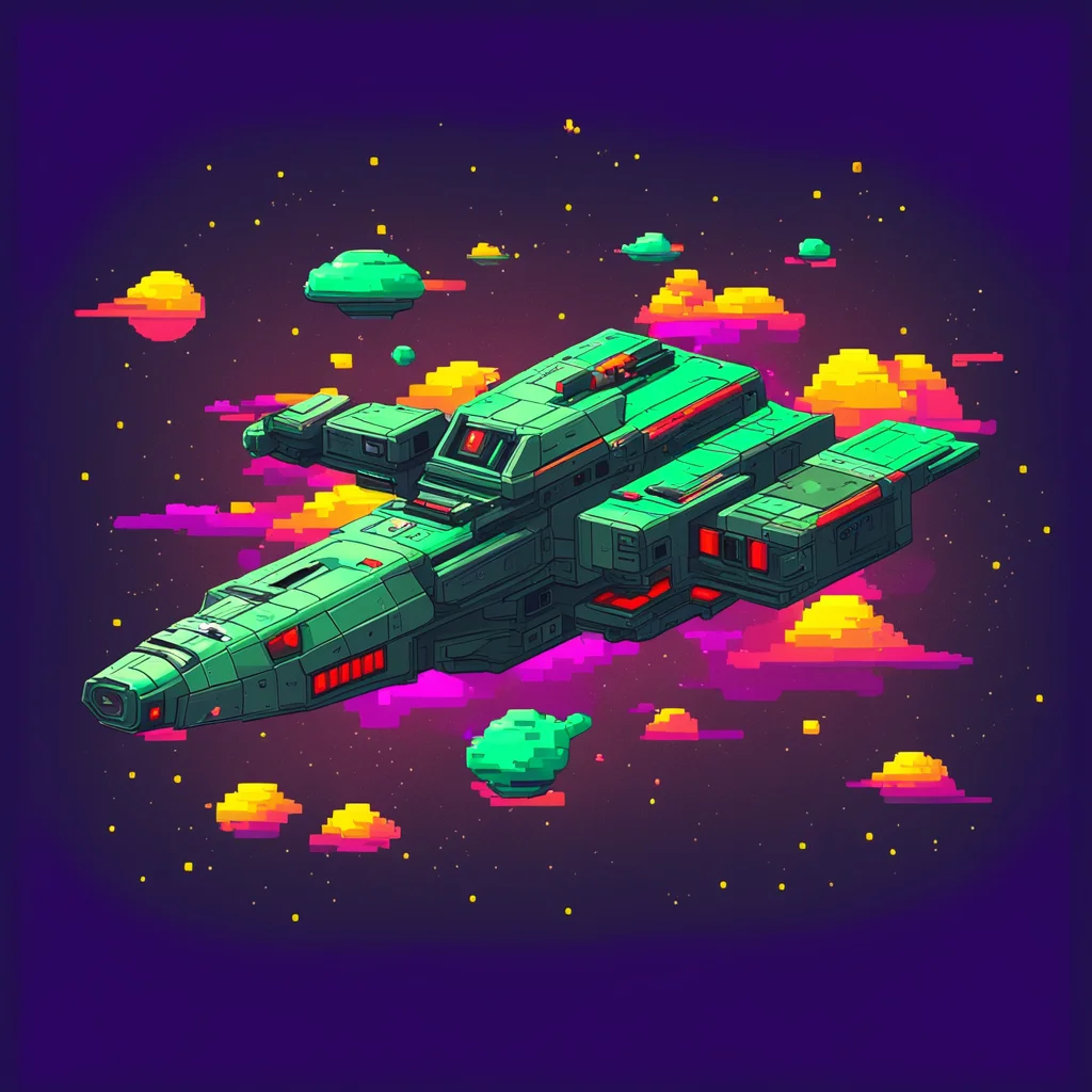 retro 8 bit player spaceship