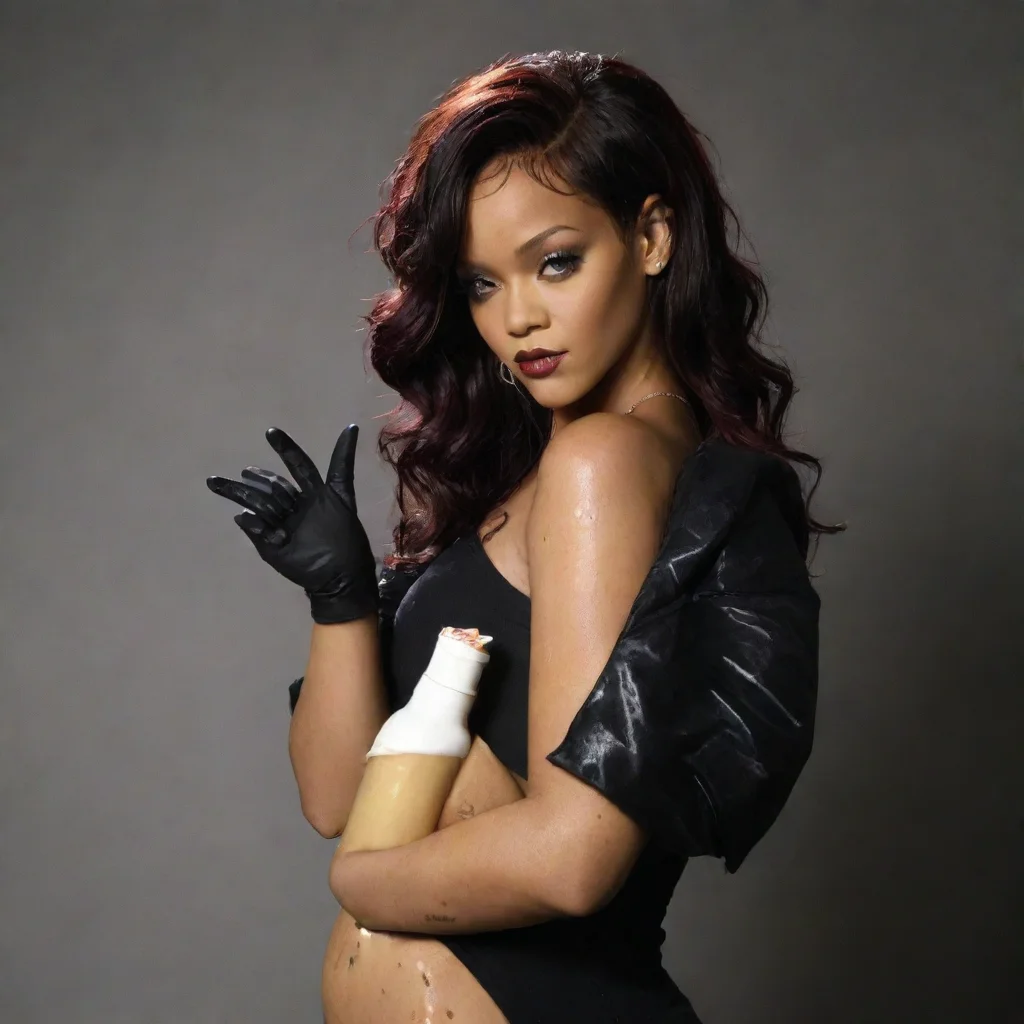 airihanna  love the way you lie with black comfy  nitrile gloves and gun  and  mayonnaise splattered everywhere