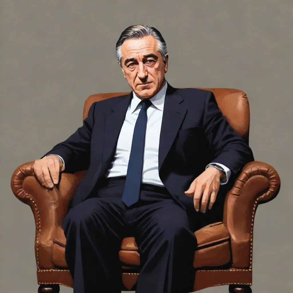 airobert de niro sitting in an armchair%2C vector illustration style poster.