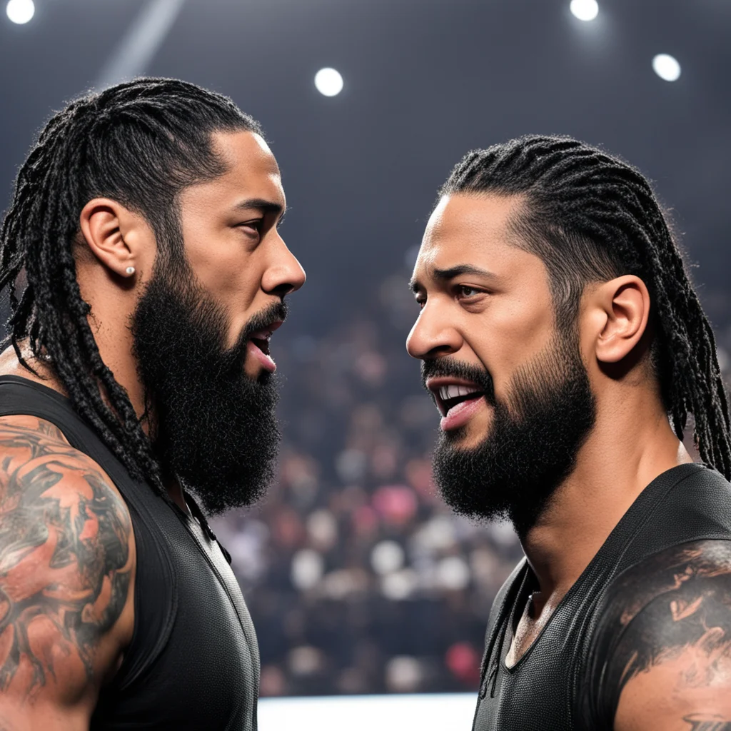 roman reigns face to face with jimmy uso confident engaging wow artstation art 3