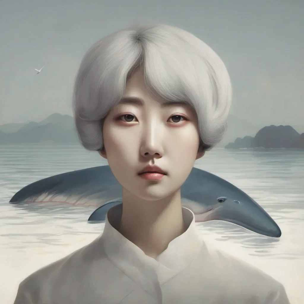 rostro de coreana con ballena