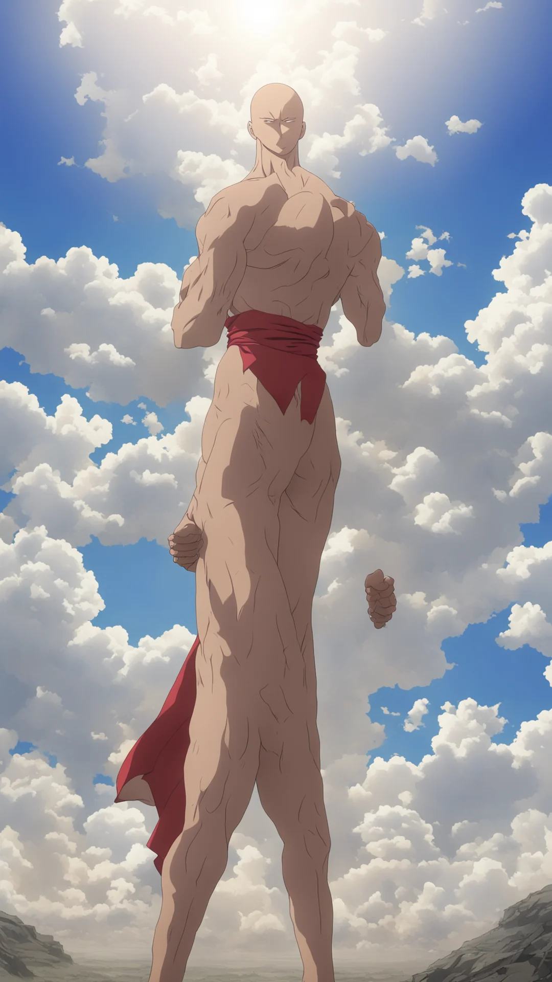 aisaitama one punch man standing victorious after destroying the earth good looking trending fantastic 1 tall