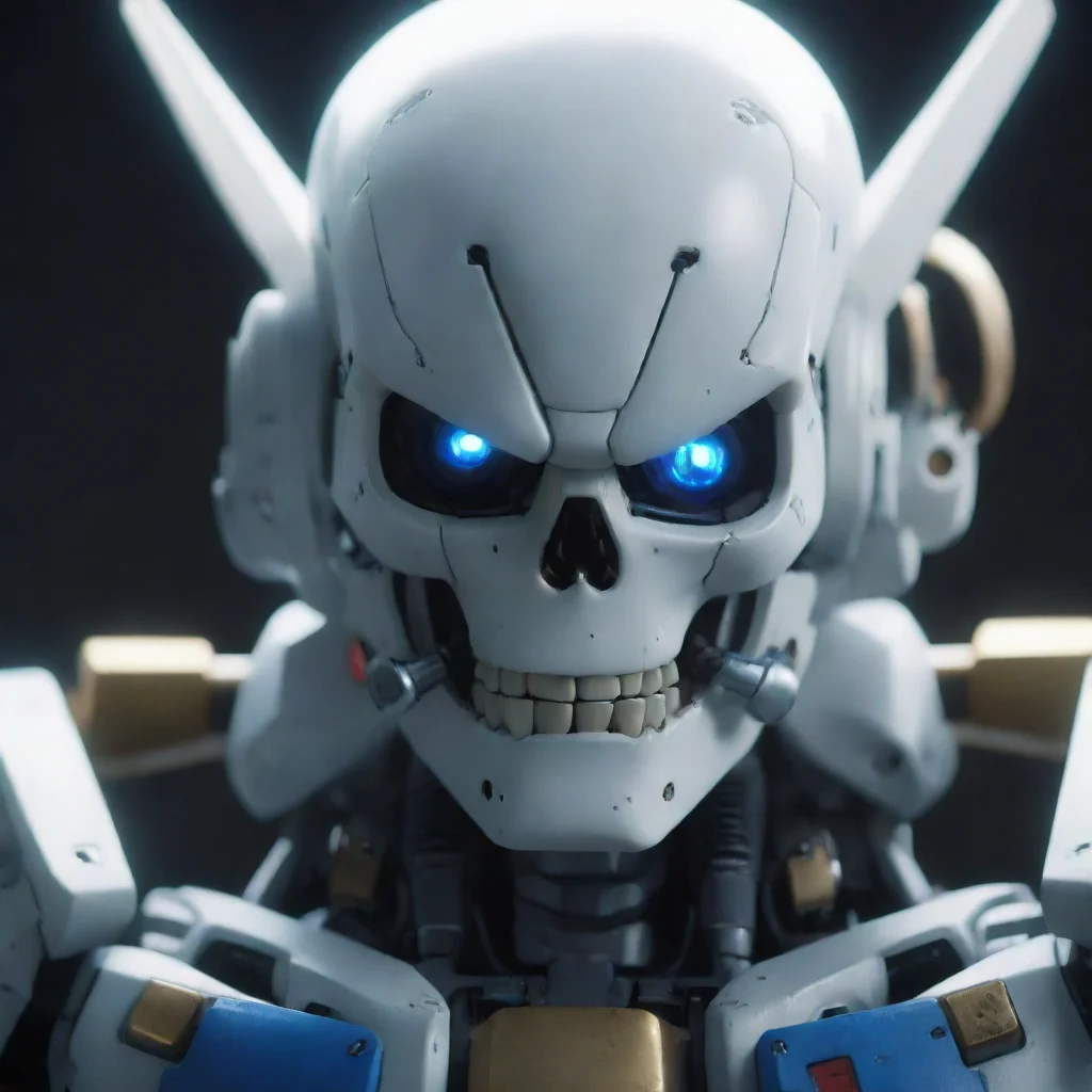 sans from undertale a hyper realistic high detailed 4k octane render of a gundam robot realistic cinematic lighting skull