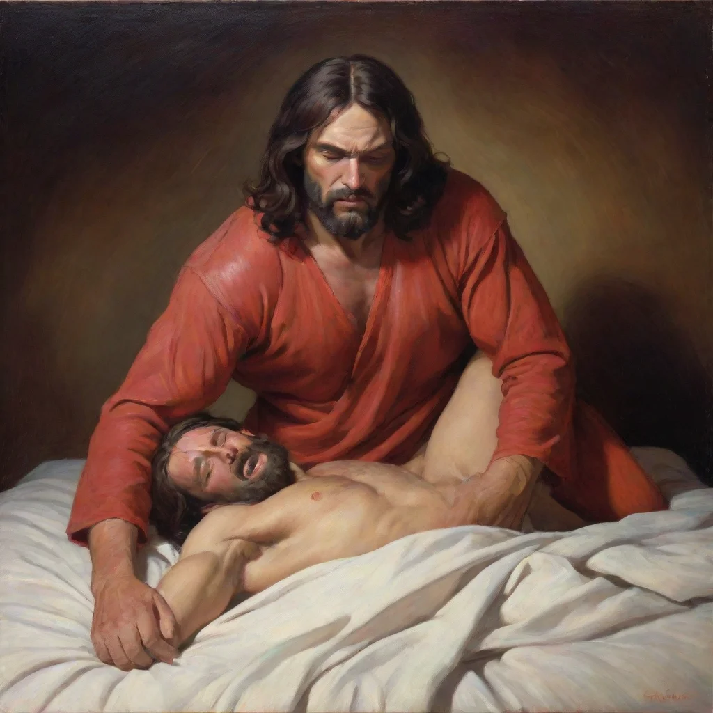 satan has jesus in a sleeper hold wrestling