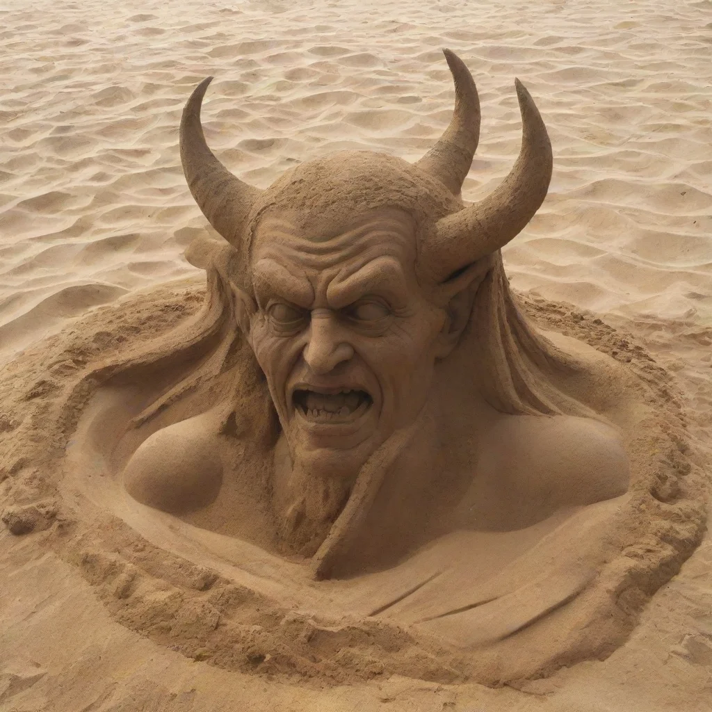 satan sand sculpture
