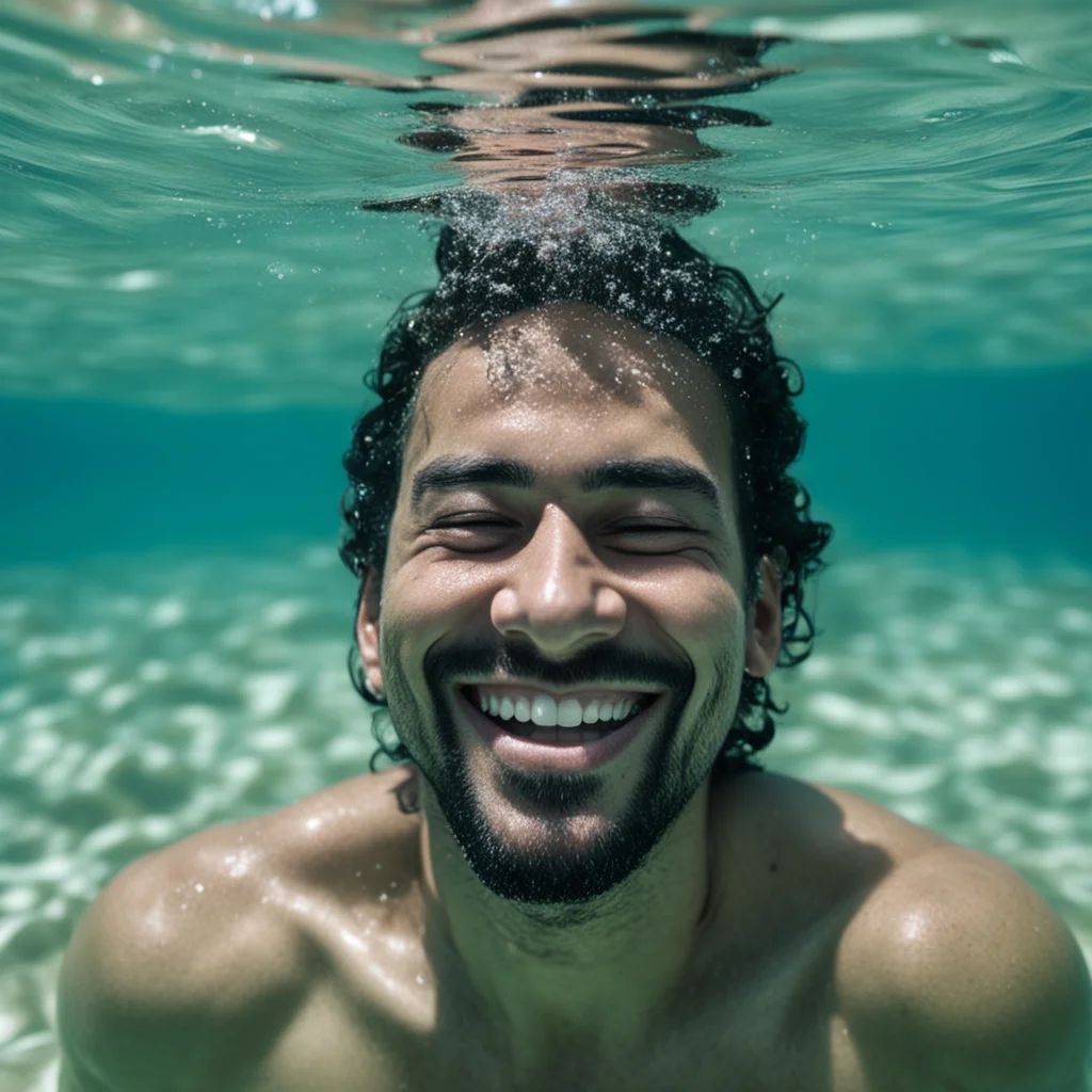 aisaudi guy smiling under water
