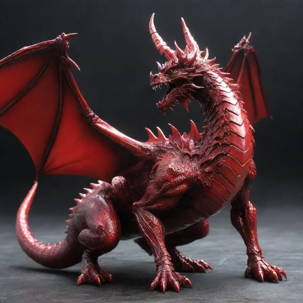 scary dragon in red chrome color