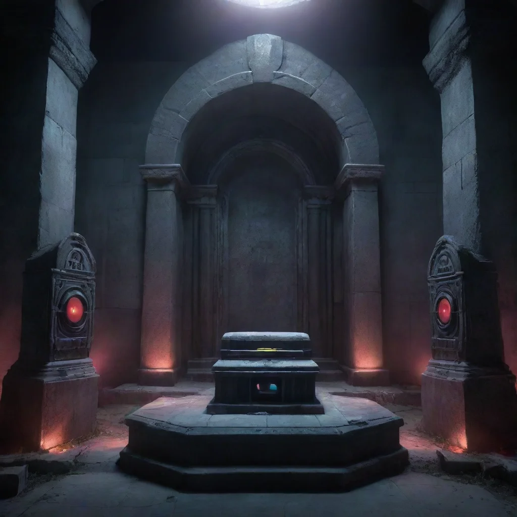 aiscary tomb with speakers and stage with lazers and lights high resolution