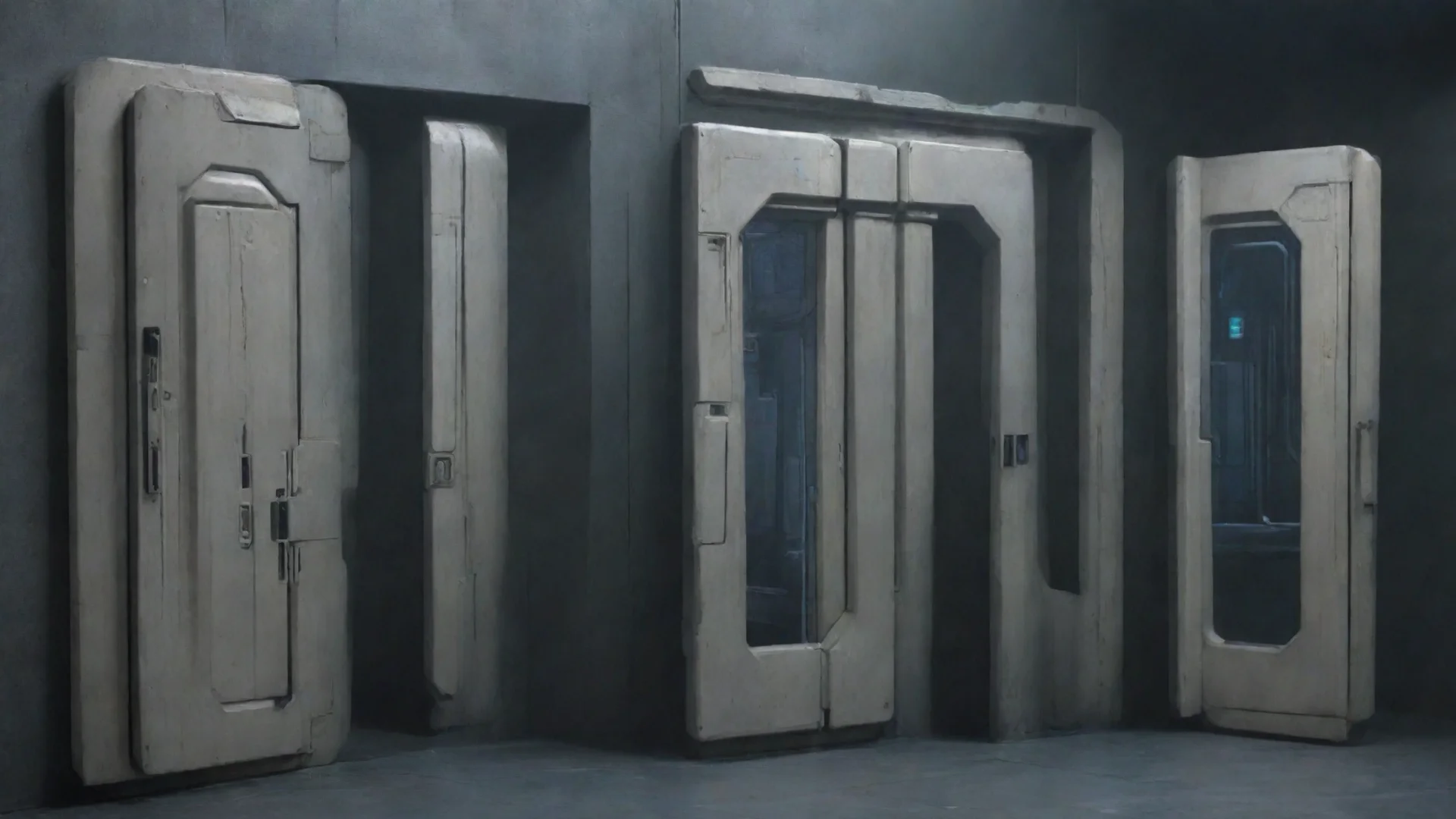sci fi wall with doors wide