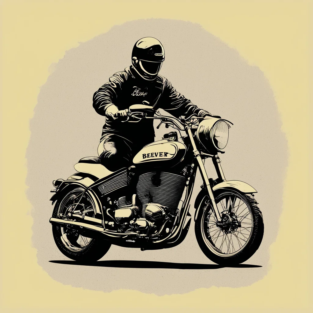 aiscreenprint typography design beever riding motorcycle