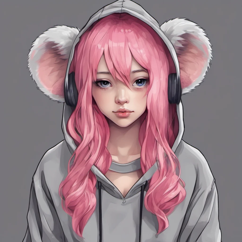 aiseductive  pink haired girl koala ears grey hoodie good looking trending fantastic 1
