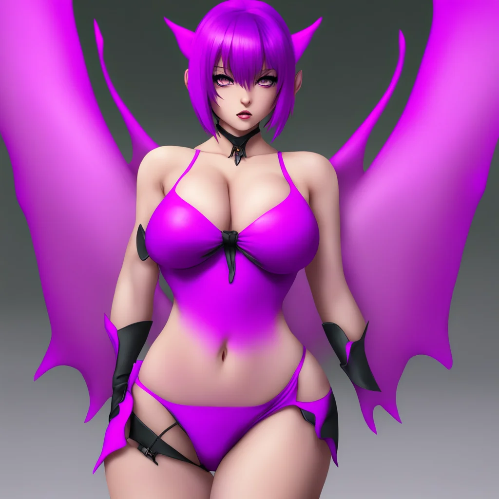 seductive anime succubus with short purple hair showing off her huge tits good looking trending fantastic 1