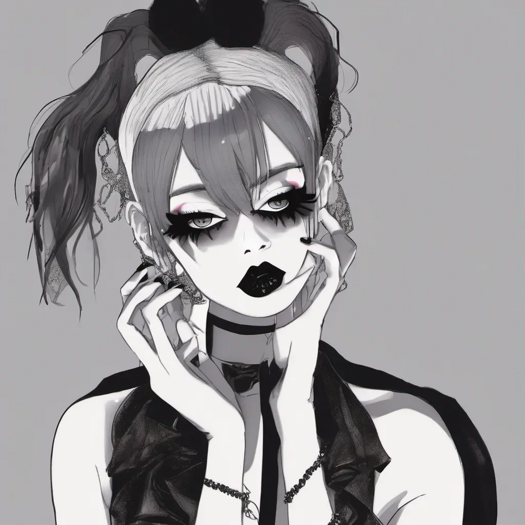 aiseductive lesbian goth alternative girl with black lipstick