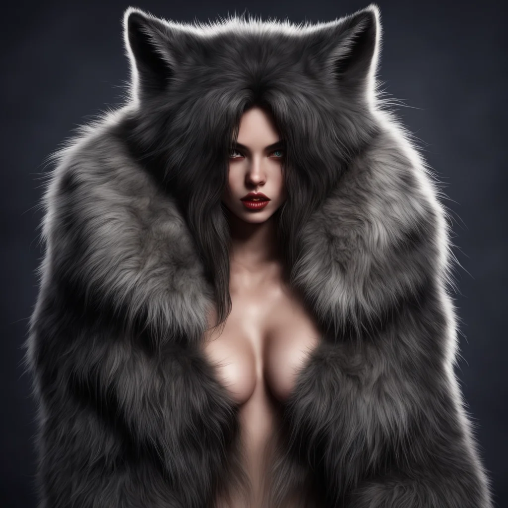 aiseductive werewolf girl covered in a thick fur confident engaging wow artstation art 3