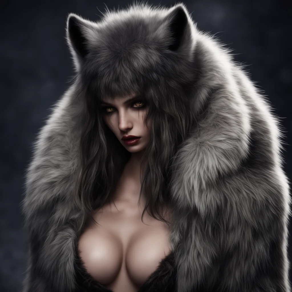 aiseductive werewolf girl covered in a thick fur