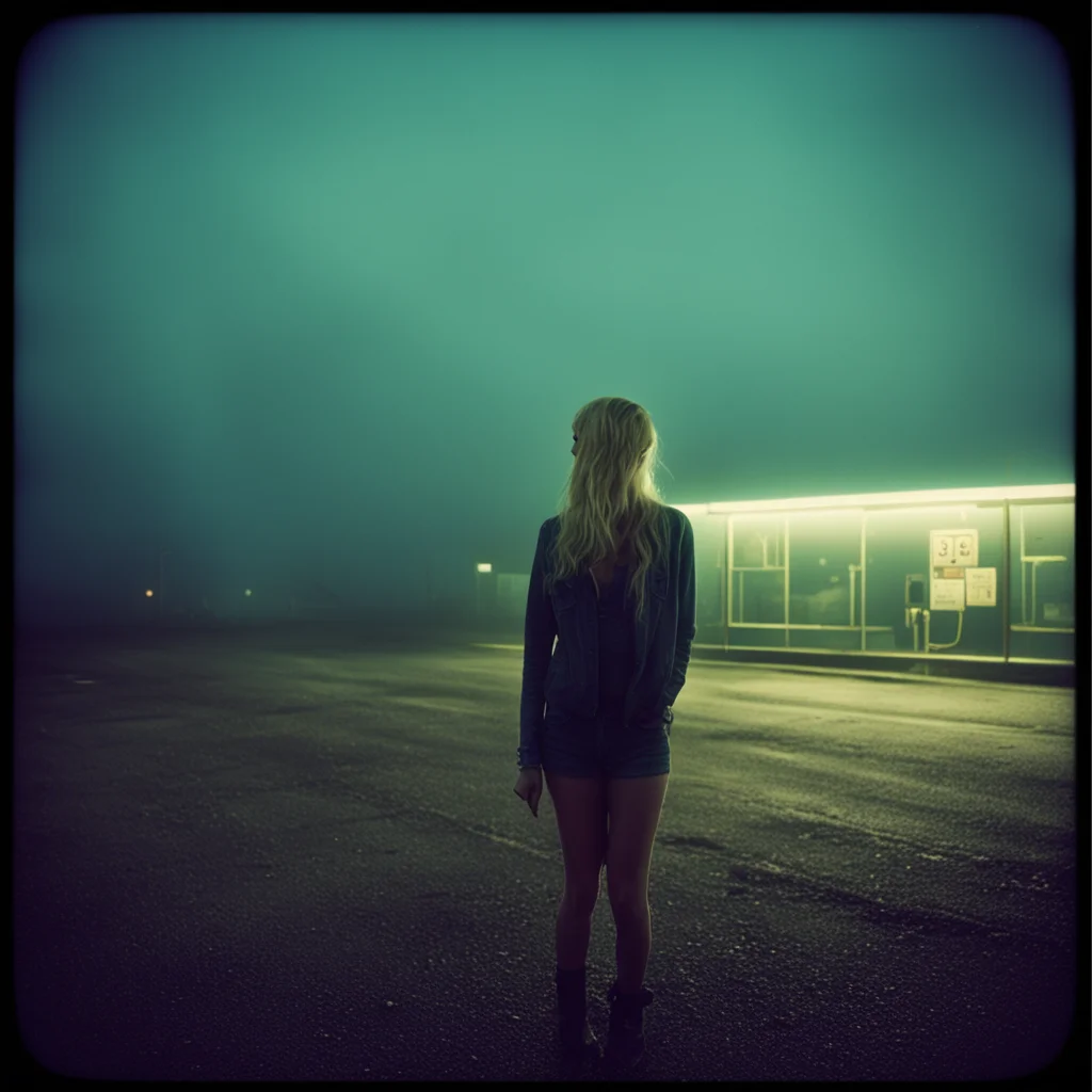 sensual blonde  girl  foggy muddy  mysterious deep sea gas station uncanny night hipstamatic style good looking trending fantastic 1