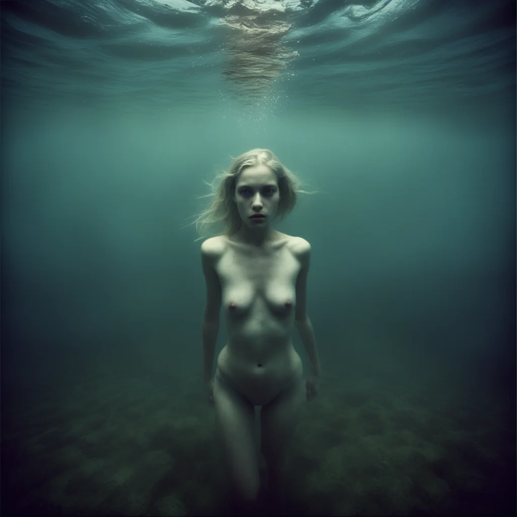 sensual blonde  girl swimming foggy muddy  mysterious deep sea  uncanny night hipstamatic style amazing awesome portrait 2