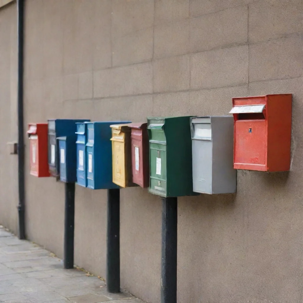 several postboxes in row with mails