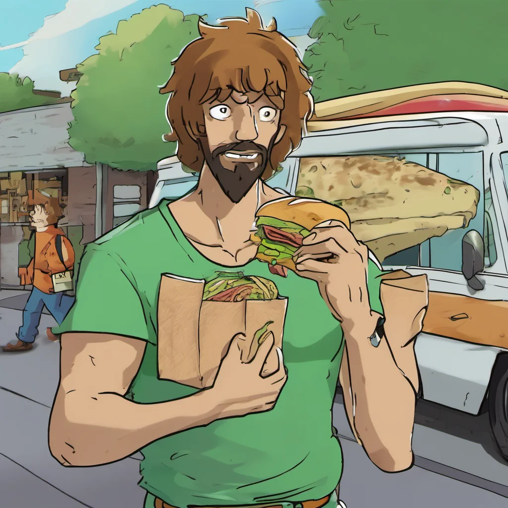 shaggy holding a sandwich good looking trending fantastic 1