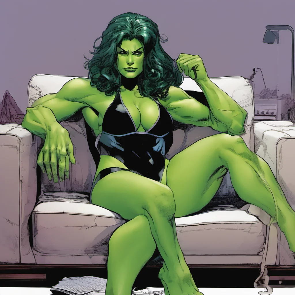 aishe hulk in black bikini%2C sitting in couch amazing awesome portrait 2