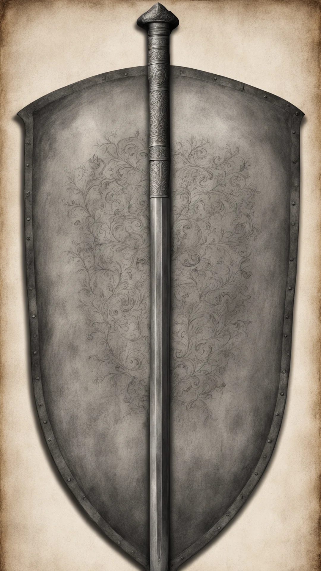 shield with drawing of a smiting longsword tall