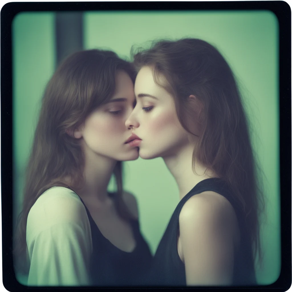 shy girls  18 yo   almost kissing  uncanny  dark polaroid style confident engaging wow artstation art 3