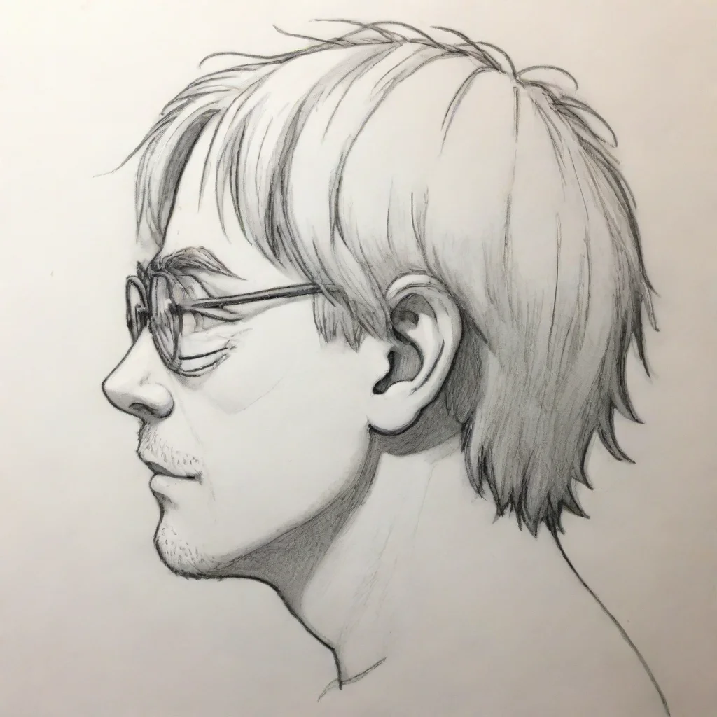 aiside view of a portrait head side face style of studio ghibli detail outline detail sketch slam dunk hayao miyazaki take