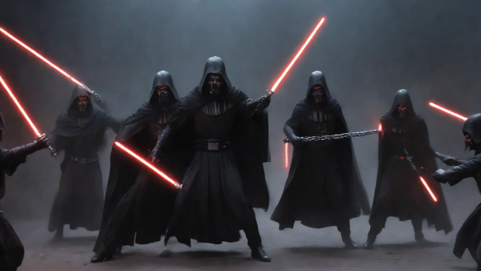 sith lords attacking a metal chain wide