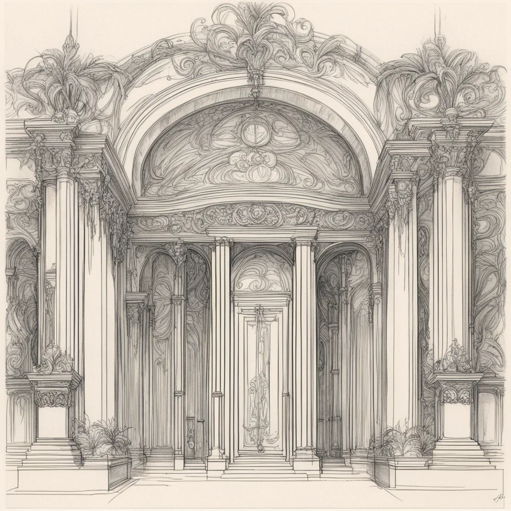 aisketch of the entrance to an art nouveau museum good looking trending fantastic 1