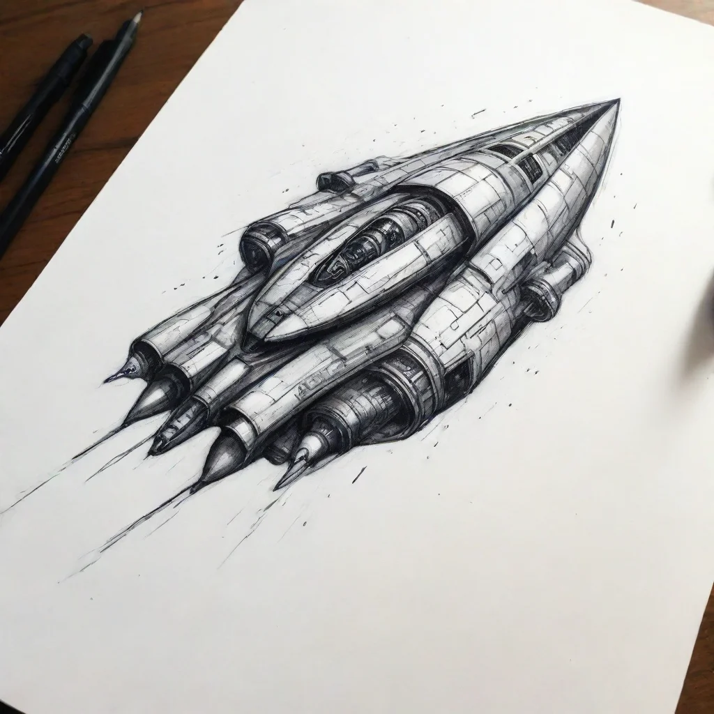 aisketch spaceship ink art