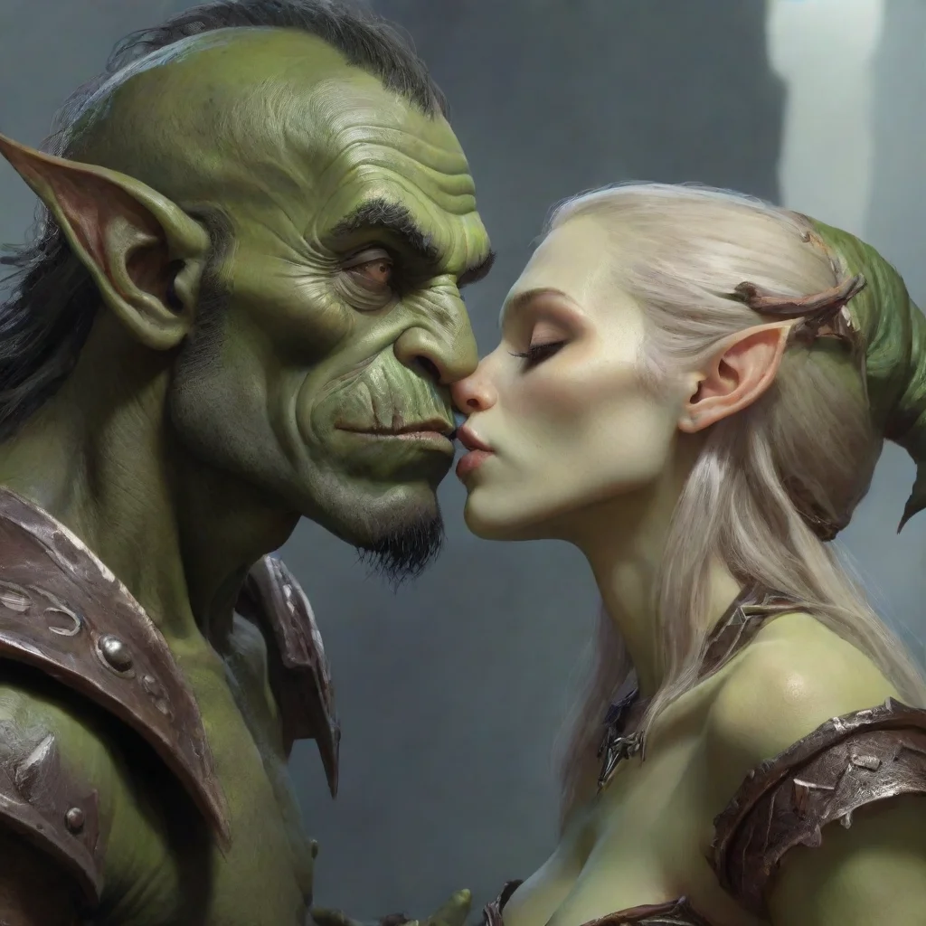 aiskinny elf kissing with orc king