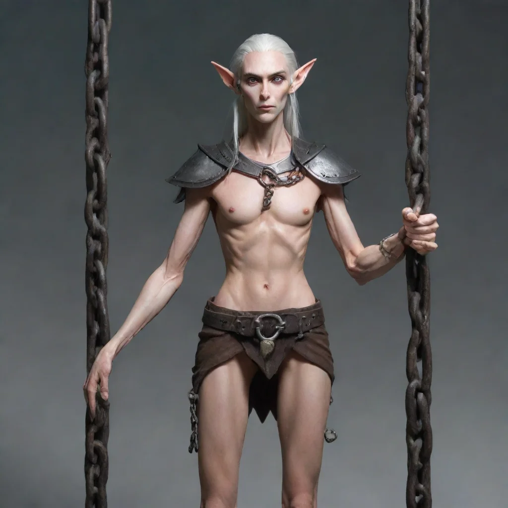 skinny high elf in iron shackles