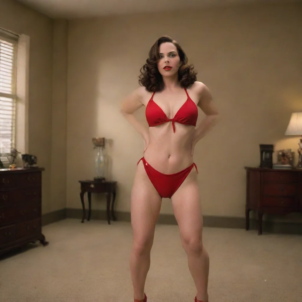 slave  agent carter dancing in a red bikini in her masters room 